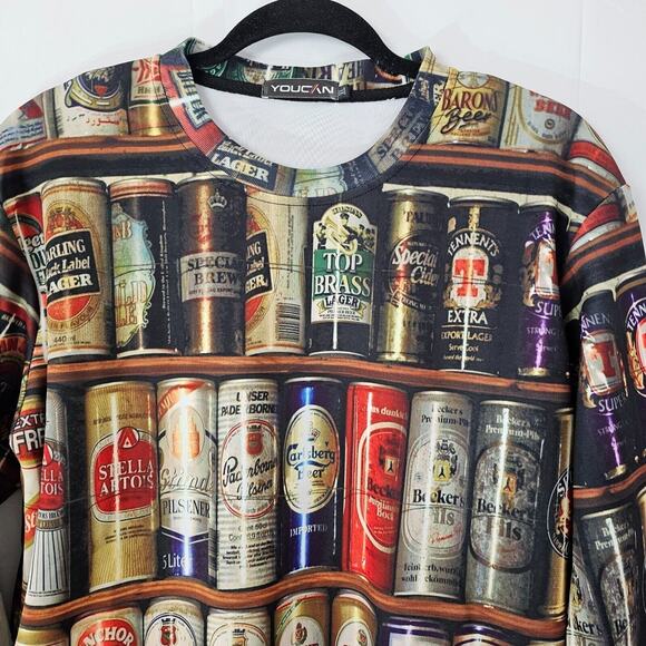Beer Can Collector Sweatshirt Mens XL Can All Over Print Crew Neck Long Sleeve - Picture 3 of 8